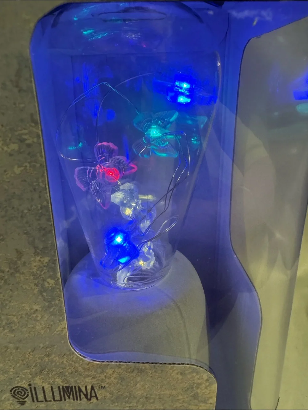 NIP Butterfly Novelty LED Lamp w/Artisan Stone Base deco mood lighting